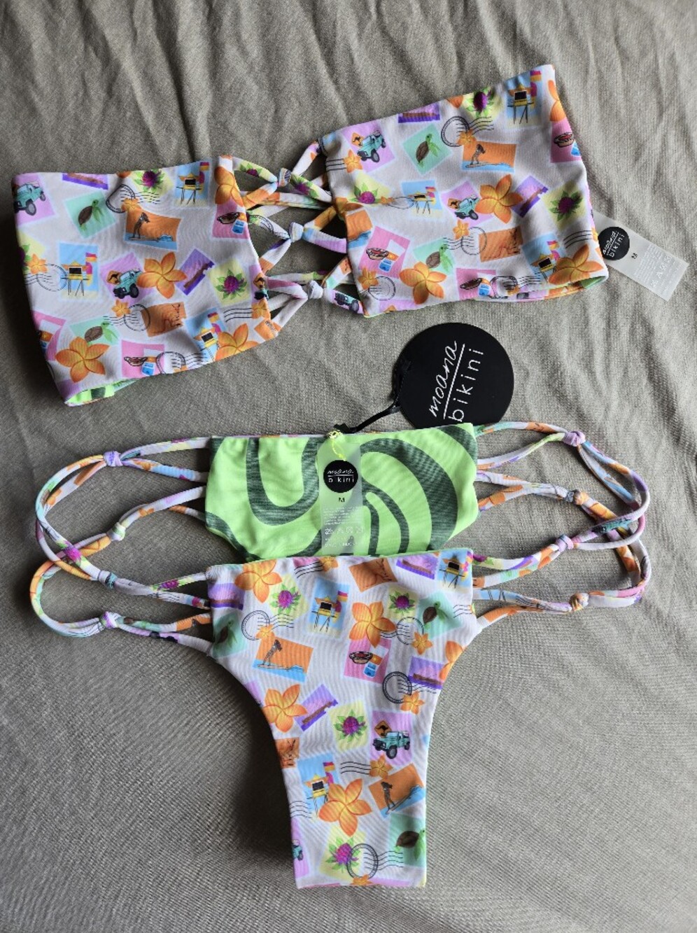 moana bikini Hawaiian Passport & Postal Stamp Collage Medium